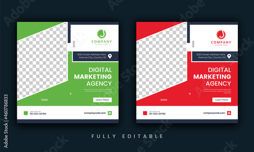Digital marketing social media post. Social media template. Instagram post template banner. Digital business marketing banner. Square flyer template design