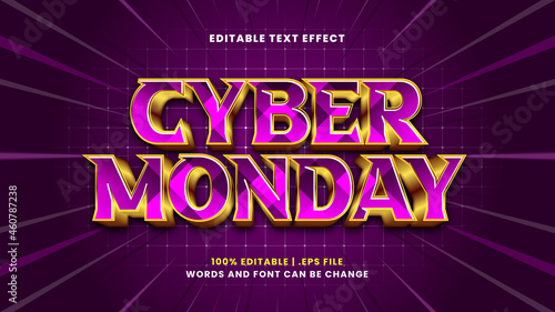 Cyber monday editable text effect in modern 3d style