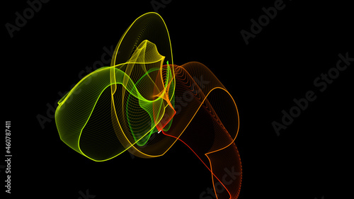 colorful particle background. Abstract technology futuristic network design particle wave on black background.