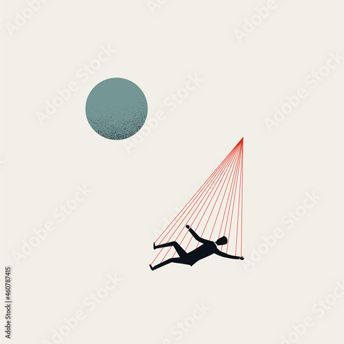 Business fall and bankrutpcy vector concept. Symbol of danger, risk, failure. Minimal design illustration.