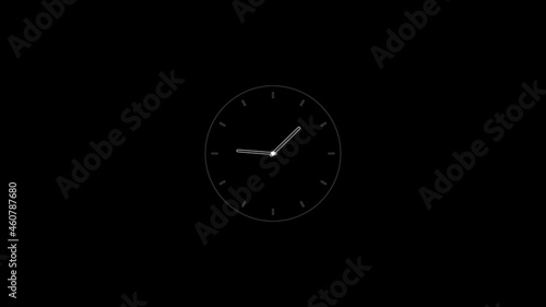 Time clock isolated icon for watch design. Clock icon in flat style, timer on black background. Business watch.