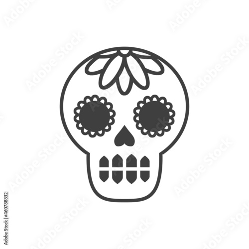 Logotipo con calavera del Día de los muertos en color gris 