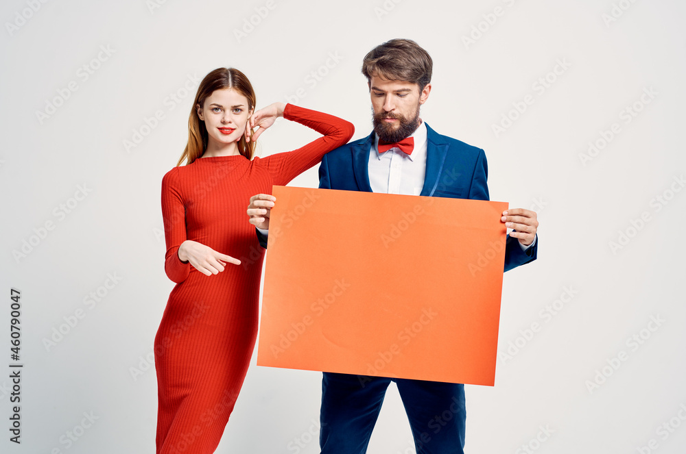 emotional man and woman red mocap poster advertising copy space emotional man and woman red mocap poster advertising copy space