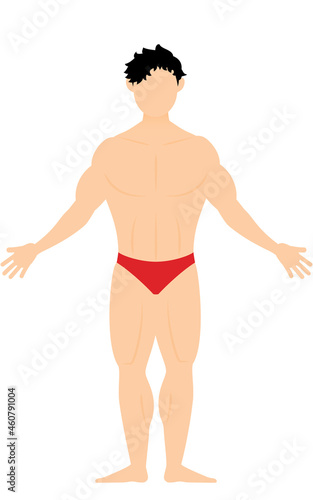 両手を広げるボディビルダーの男性