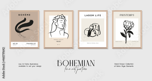Abstract boho style art prints posters collection