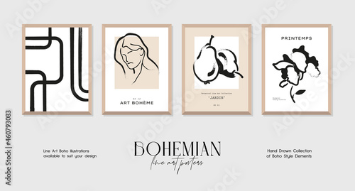 Abstract boho style art prints posters collection