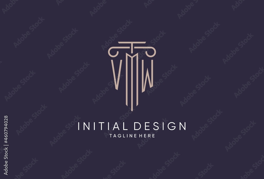 VW logo initial pillar design with luxury modern style best design for ...