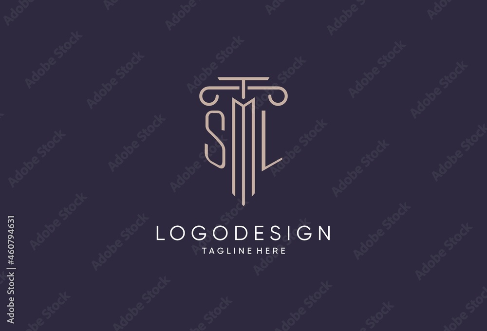 SL logo initial pillar design with luxury modern style best design for ...