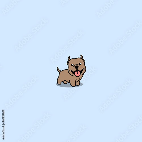 Cute pitbull puppy cartoon, vector illustration