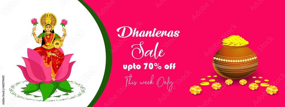 Dhanteras Discount Offer Sale Banner Design, Indian Festival