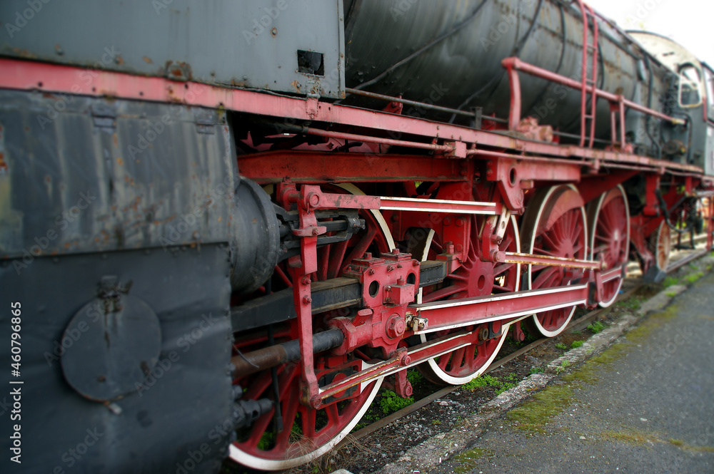 Old steam locomotive - rusty retro machine