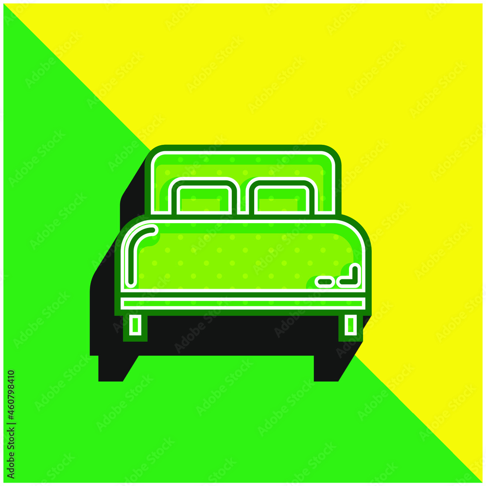 Bed Green and yellow modern 3d vector icon logo Bed Green and yellow modern 3d vector icon logo