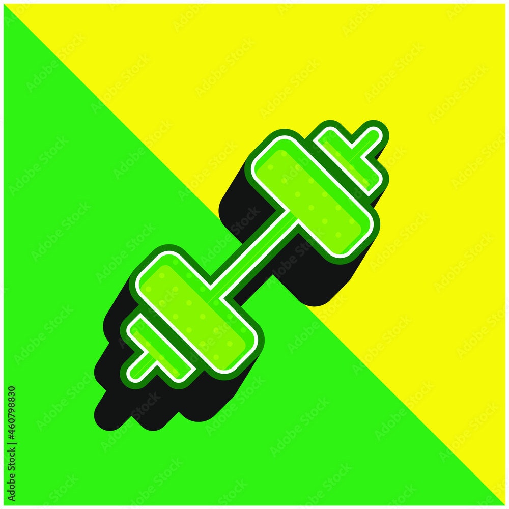 Barbell Green and yellow modern 3d vector icon logo Barbell Green and yellow modern 3d vector icon logo