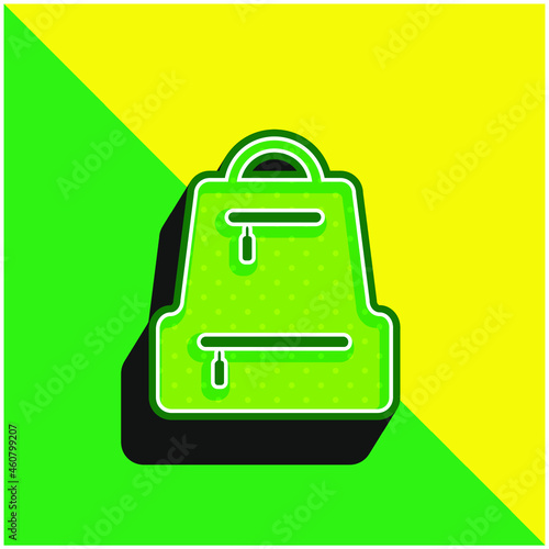 Bag Pack Green and yellow modern 3d vector icon logo
