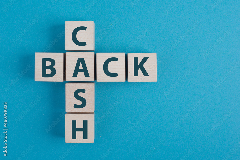 The words cash back standing on wooden cubes, business and commercial offer for customer The words cash back standing on wooden cubes, business and commercial offer for customer