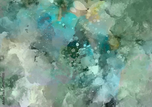 緑の幻想的なキラキラ水彩テクスチャ背景
