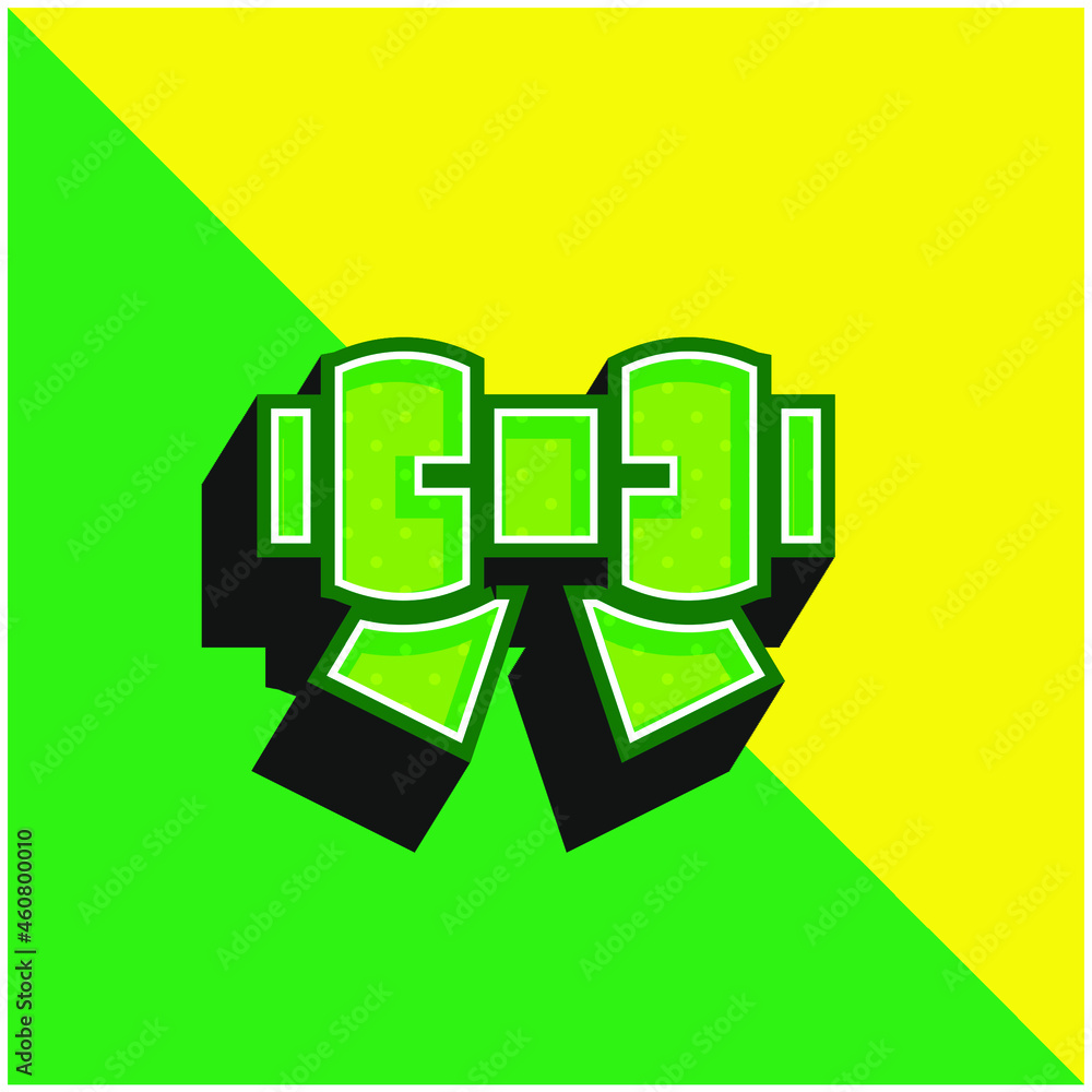 Fototapeta premium Bow Tie Green and yellow modern 3d vector icon logo