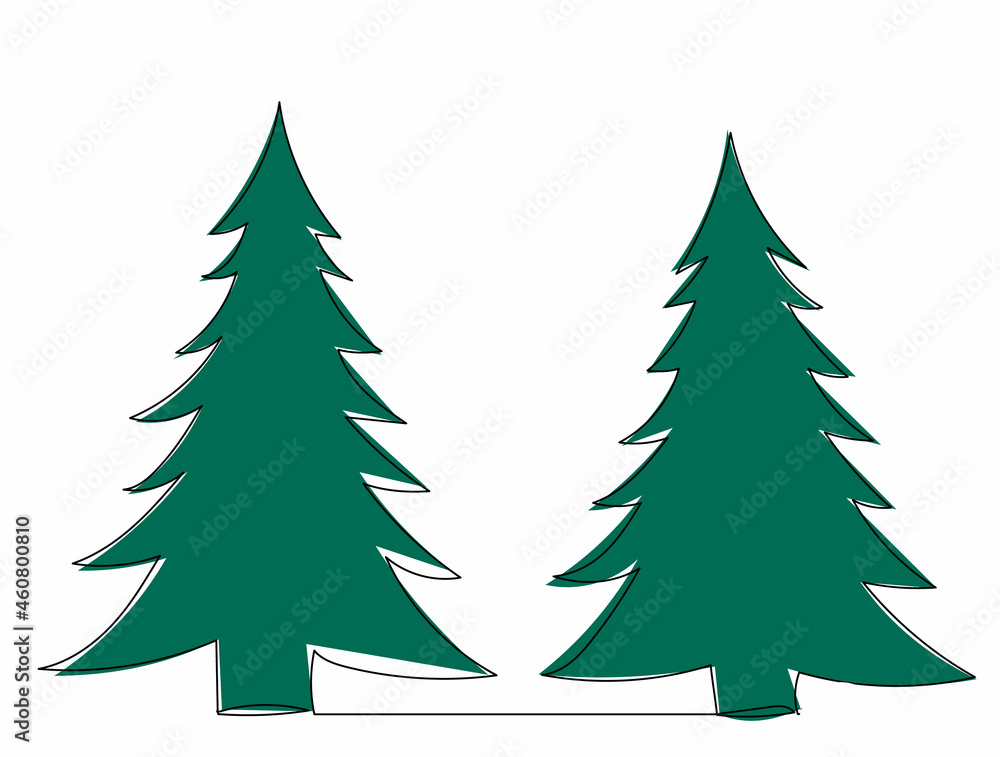 green christmas tree line drawing vector green christmas tree line drawing vector