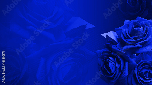 abstract beautiful blue rose flowers bouquet on blur blue roses flower and blue background, nature, love, valentine, buddha, banner, template, copy space