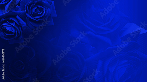 abstract beautiful blue rose flowers bouquet on blur blue roses flower and blue background, nature, love, valentine, buddha, banner, template, copy space