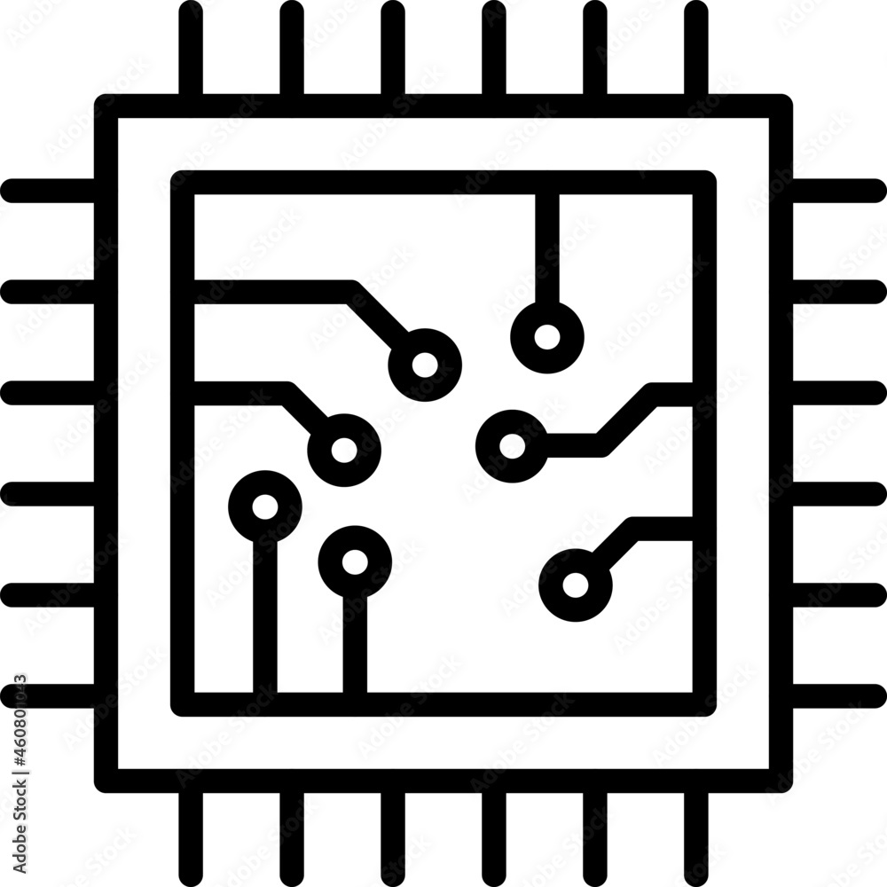 Cpu Outline Vector Icon Design