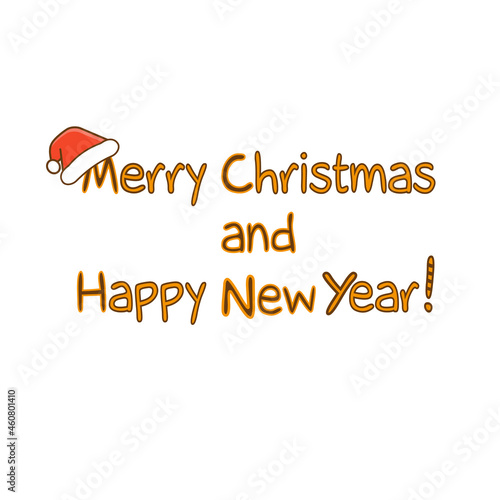 Text: Merry Christmas and Happy New Year in tuger style. Vector illustration.
