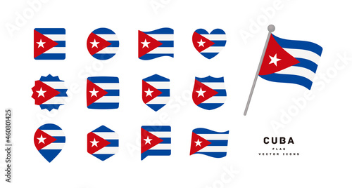 Cuba national flag icon set vector illustration
