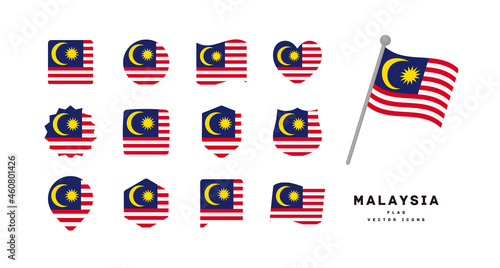 Malaysia national flag icon set vector illustration