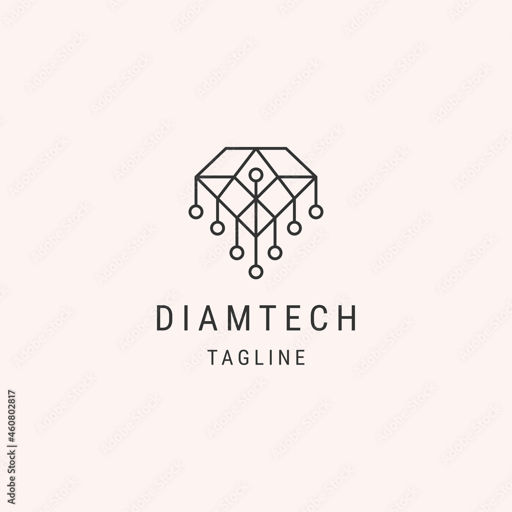 Fototapeta premium Diamond technology premium logo, with line art style logo design 