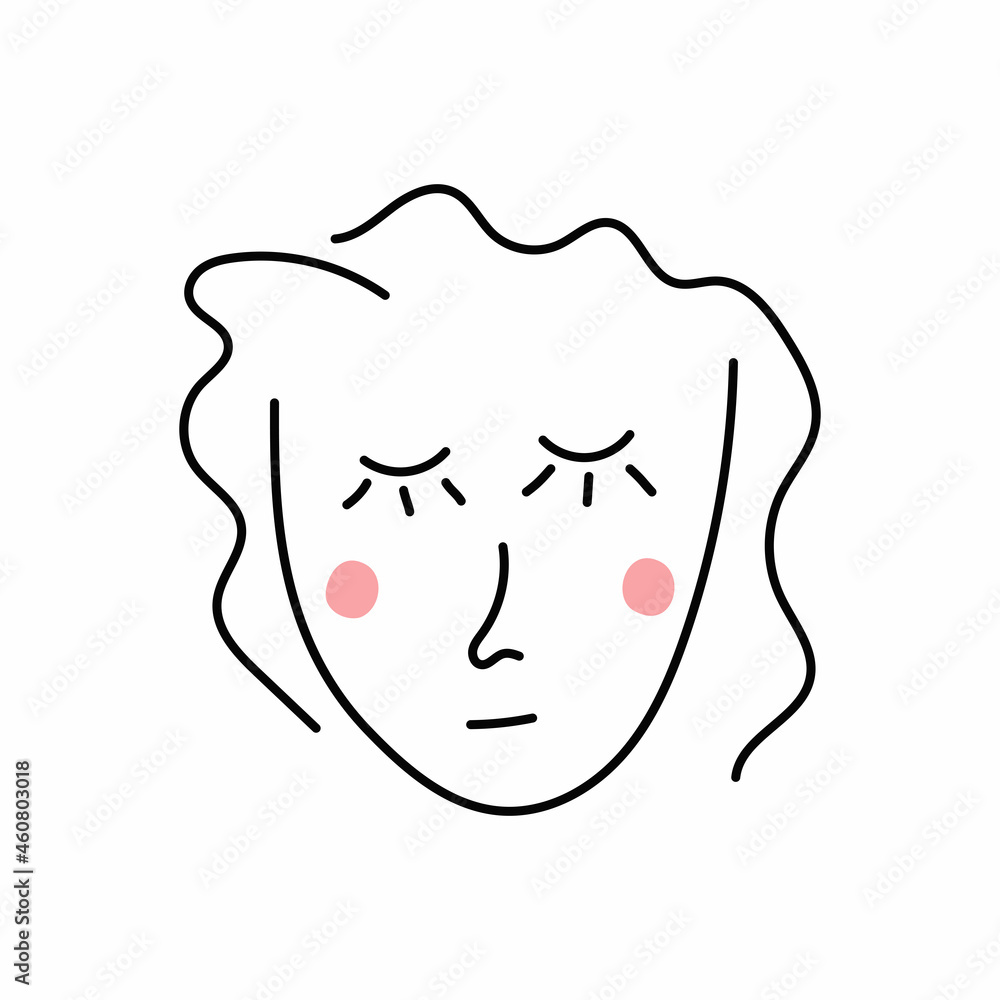 Primitive sketch of woman's head with closed eyes. Drawn by hand. Vector illustration. Primitive sketch of woman's head with closed eyes. Drawn by hand. Vector illustration.