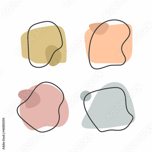 Set of isolated pastel banners with frames drawn by hand. Modern vector illustration.