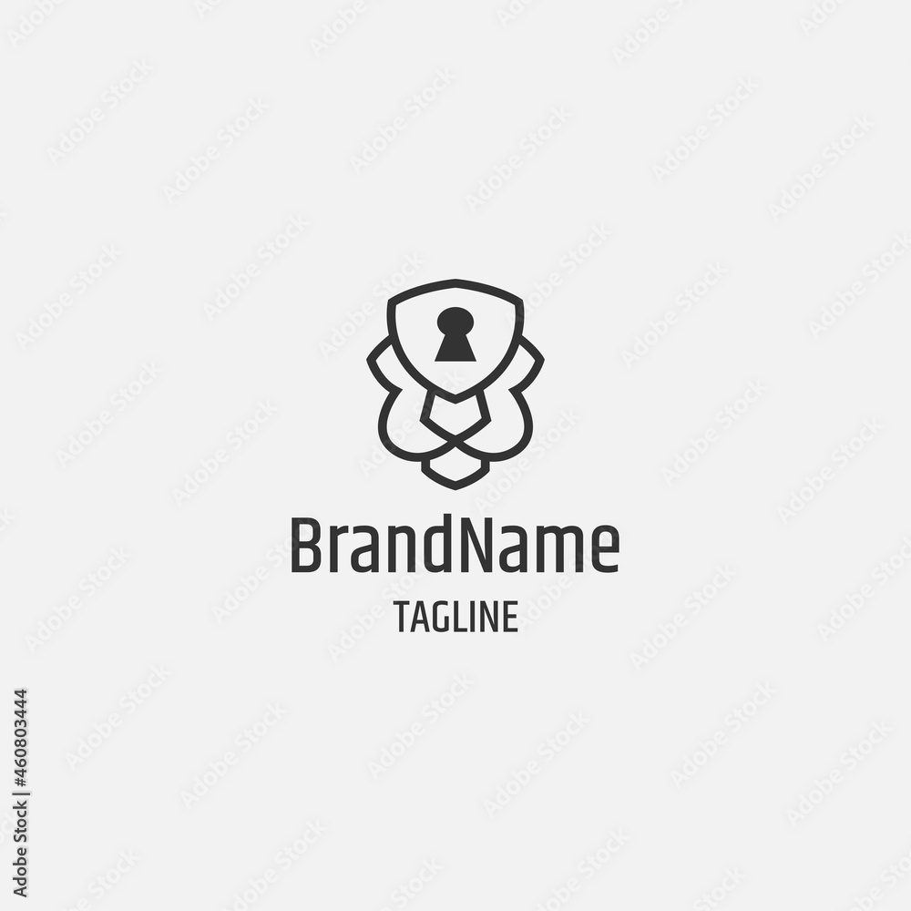 Obraz premium Lion security linear premiun logo template.