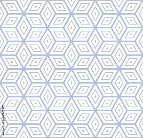 Seamless geometric diamonds and hexagons op art pattern. 3D illusion.