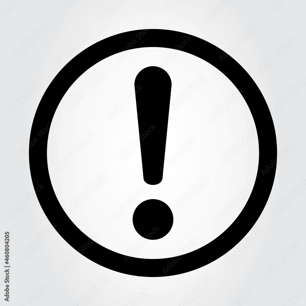 Exclamation mark sign vector isolated on gray background. Exclamation mark sign in flat style. Trendy icon for ui, web site and label. Vector illustration Exclamation mark sign vector isolated on gray background. Exclamation mark sign in flat style. Trendy icon for ui, web site and label. Vector illustration