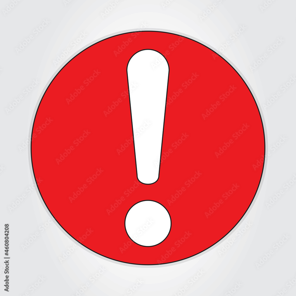 Exclamation mark sign vector isolated on gray background. Exclamation mark sign in flat style. Trendy icon for ui, website and label. Vector illustration Exclamation mark sign vector isolated on gray background. Exclamation mark sign in flat style. Trendy icon for ui, website and label. Vector illustration
