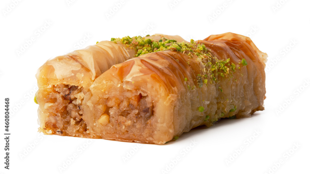 Delicious sweet baklava isolated on white background Delicious sweet baklava isolated on white background