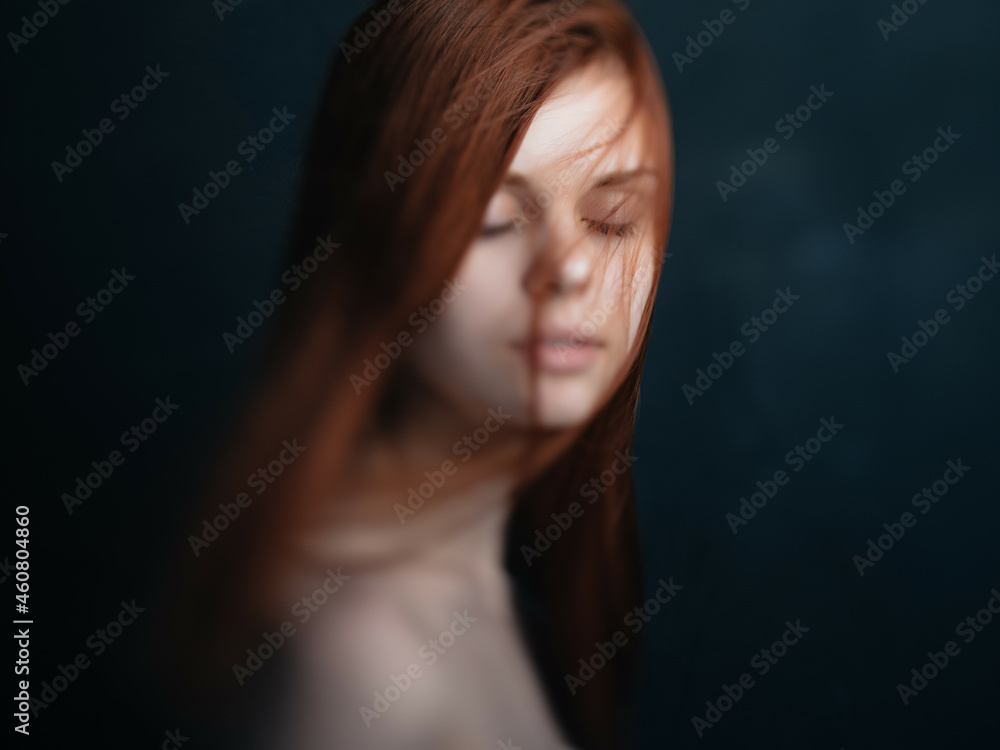 woman with bare shoulders red hair glamor cropped view woman with bare shoulders red hair glamor cropped view