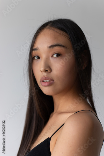 Portrait of attractive asian woman. Model tests.