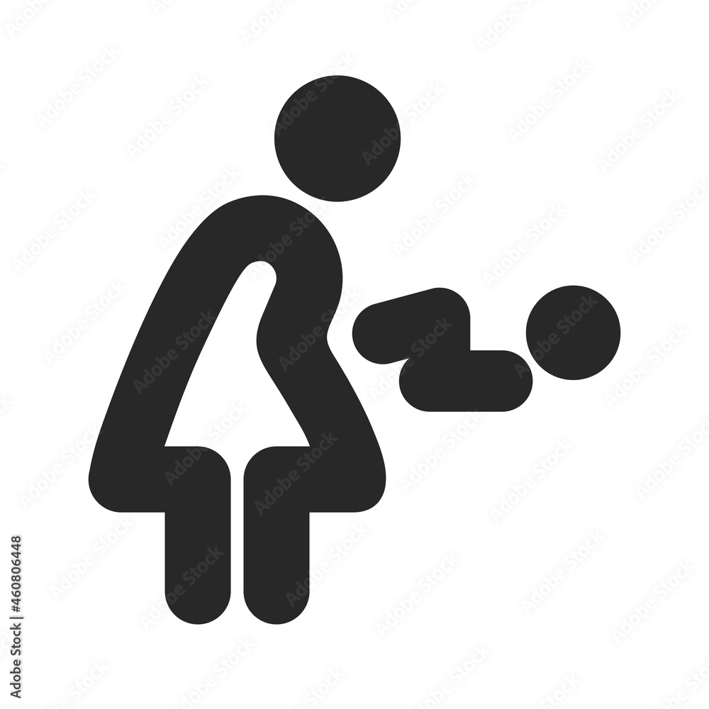 Mother and child room: mother swaddles newborn. Mother's room sign. Mother swaddle baby icon. Public sign. Toilet icon baby and parent, restroom design flat. Mother and child room: mother swaddles newborn. Mother's room sign. Mother swaddle baby icon. Public sign. Toilet icon baby and parent, restroom design flat.