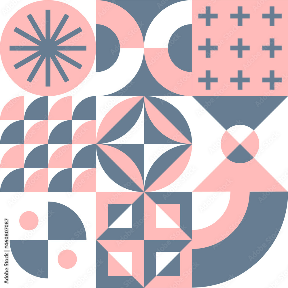 Geometry mural vector pattern. Simple shapes and figures. Abstract design in Scandinavian style. Geometry mural vector pattern. Simple shapes and figures. Abstract design in Scandinavian style.