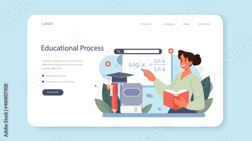 Mathematician web banner or landing page. Mathematician seek