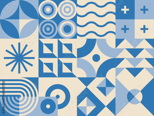 Geometry mural vector pattern. Simple shapes and figures. Abstract design in Scandinavian 