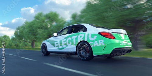 Driving an electric car at high speed. Driving an electric car at high speed.