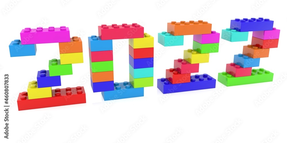 2022 concept of colored toy bricks 2022 concept of colored toy bricks