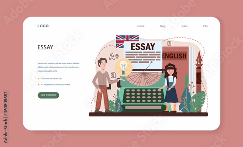 English class web banner or landing page. Study foreign languages in school