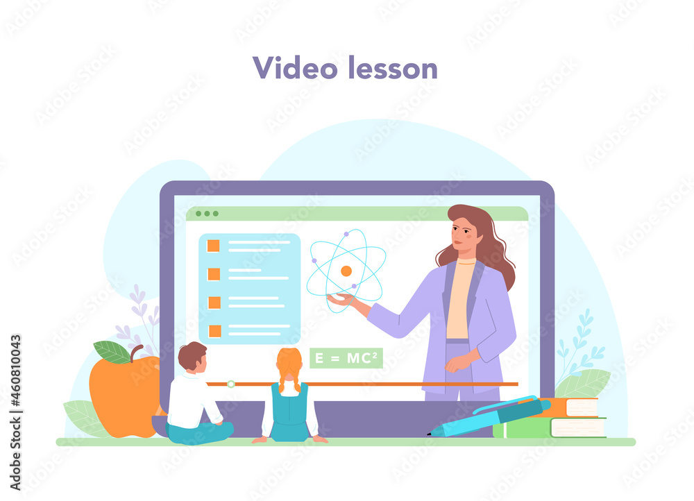 Teacher online service or platform. Professor giving a lesson online