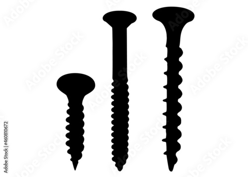 Self-tapping screw and screw included. Vector image.