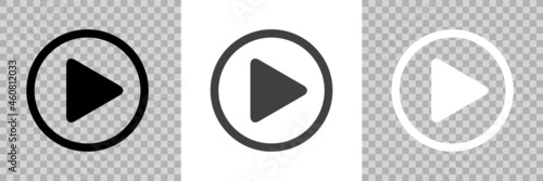 Player Button set icons sign, play button signs, video audio player navigate symbol on white, transparent and gray background – vector