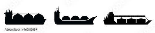 Set tanker ship icons. Petrol tanker ship sign - stock vector