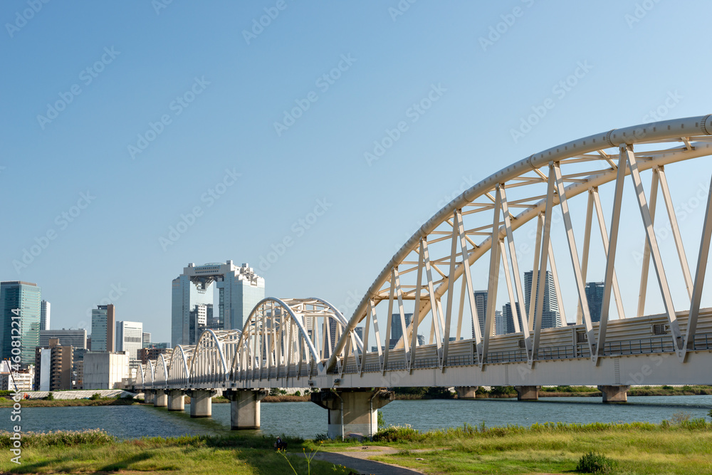Bridge over Yodo river for the center of Osaka city